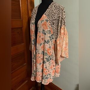 Umgee Leopard & floral print Kimono